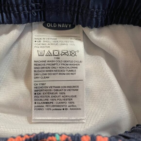 Old Navy Boys 3T Swim Trunks Blue Coral Aqua Tropical Leaf Pattern - Picture 4 of 4